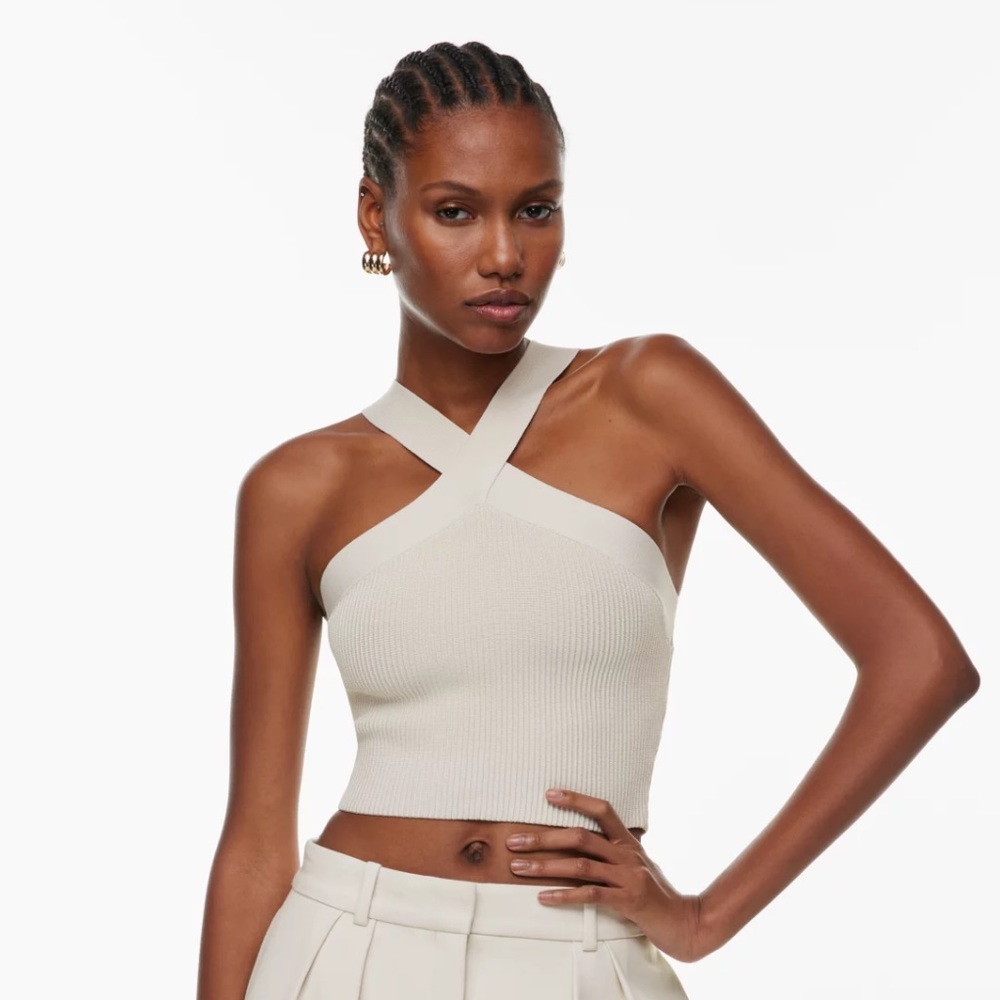 Aritzia Babaton Sculpt Knit Criss Cross Cropped Tank